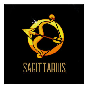 Brown et or Sagittarius signe zodiaque noir