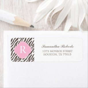 Brown et rose Zebra Stripes Monogramme