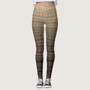 Brown ethnic ornament leggings