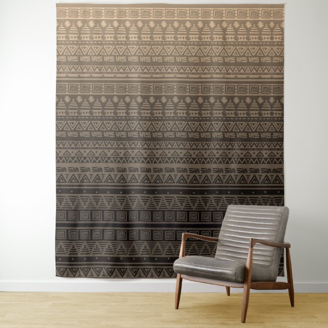 Brown ethnic ornament tapestry (In Situ)