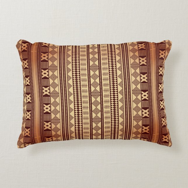 Brown ethnic texture accent pillow (Front)