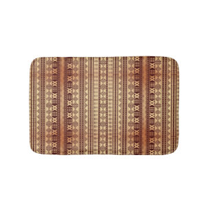Brown ethnic texture bath mat