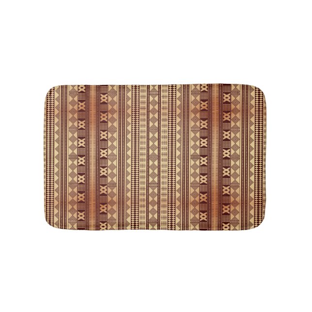 Brown ethnic texture bath mat (Front)