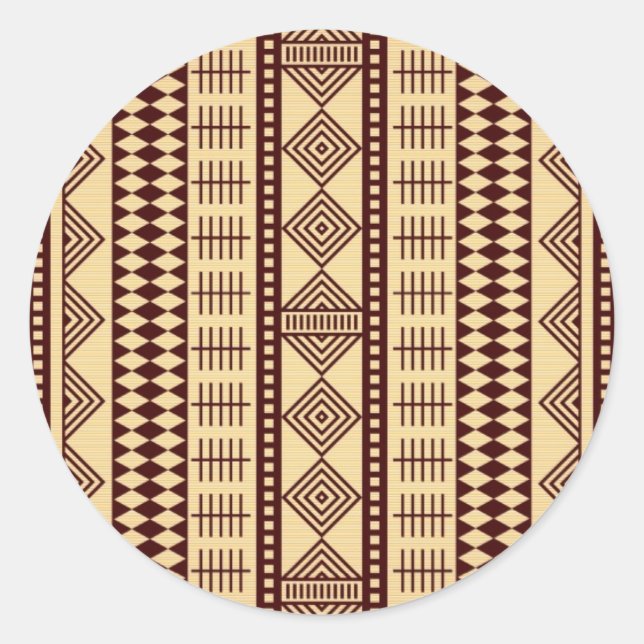 Brown ethnic texture classic round sticker (Front)
