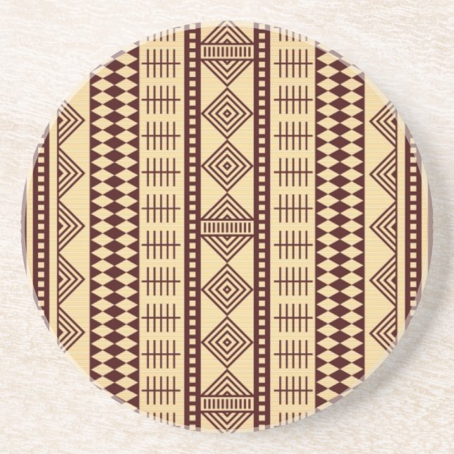 Brown ethnic texture coaster (Front)