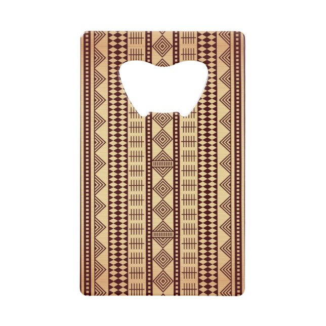 Brown ethnic texture credit card bottle opener (Front)