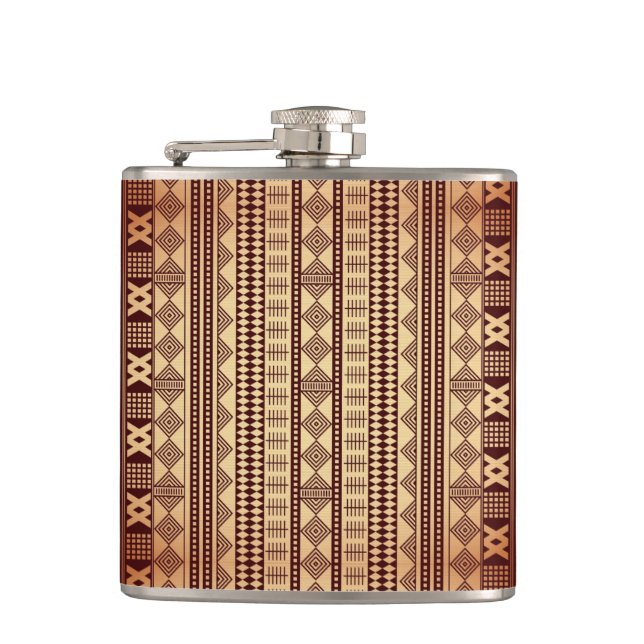 Brown ethnic texture hip flask (Front)