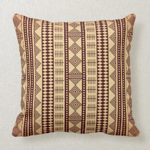 Brown ethnic texture throw pillow