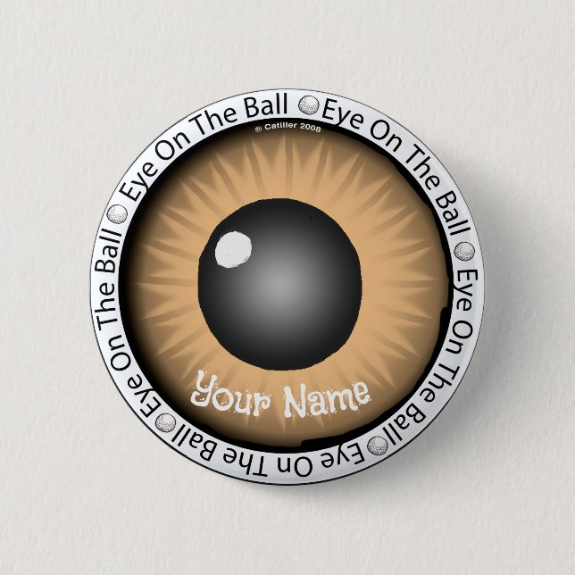 Brown Eye On Ball Golfer 2 Inch Round Button (Front)