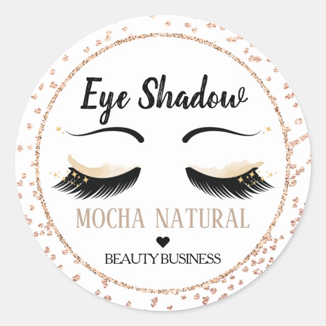 Brown Eye Shadow Glitter Lashes Sticker Label (Front)