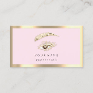 Brown Eyelash Brow Makeup Logo QrCode Blush Gold   Business Card