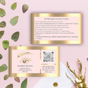 Brown Eyelash Microblade QrCode Aftercare  Business Card
