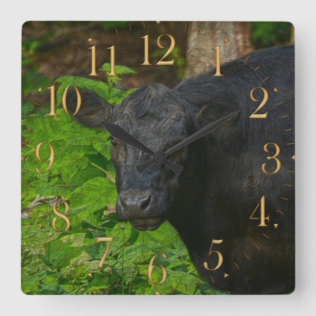 Brown Eyes - Steer and Forest Large Clock (Front)