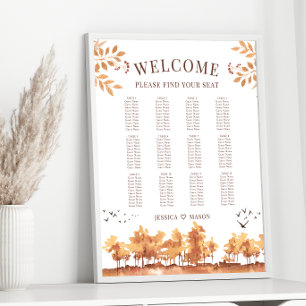 Brown Fall Autumn Landscape Wedding Seating Chart