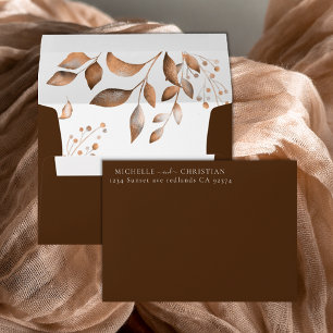 Brown Fall In Love Autumn Foliage Wedding Envelope