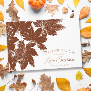 Brown Fall Leaves Celebration of Life Memorial  Guest Book
