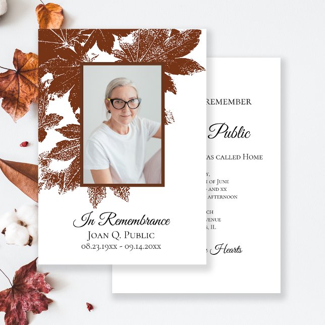 Brown Fall Leaves Death Anniversary Invitation (Creator Uploaded)