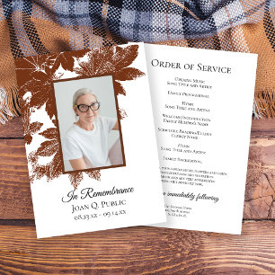 Brown Fall Leaves Funeral Memorial Service Program