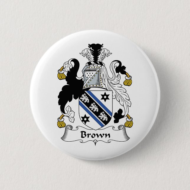 Brown Family Crest 2 Inch Round Button (Front)