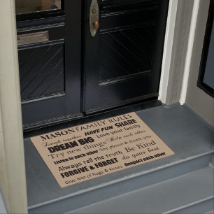 Brown Family Rules Personalized Front Door Mat