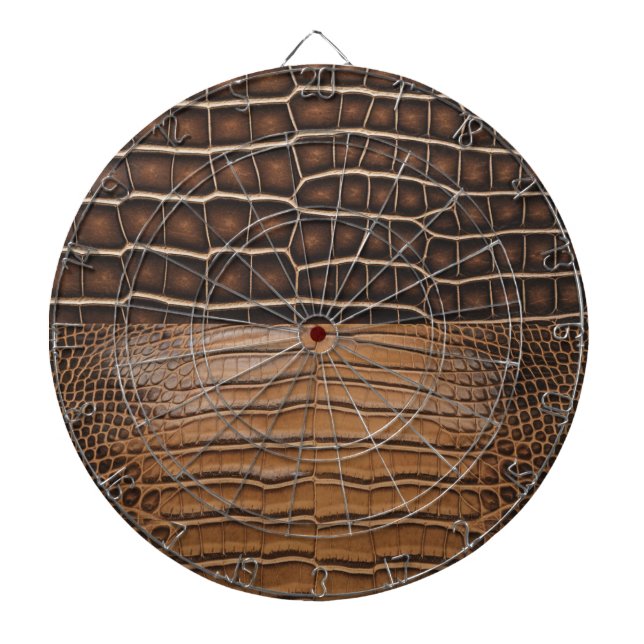 Brown Faux Alligator Leather Dartboard (Front)