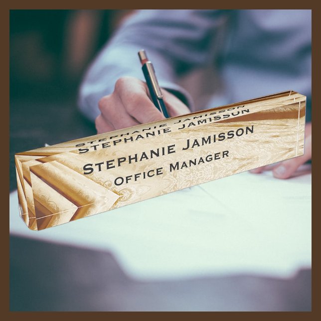 Brown Faux Fabric Name and Title Desk Name Plate (Creator Uploaded)