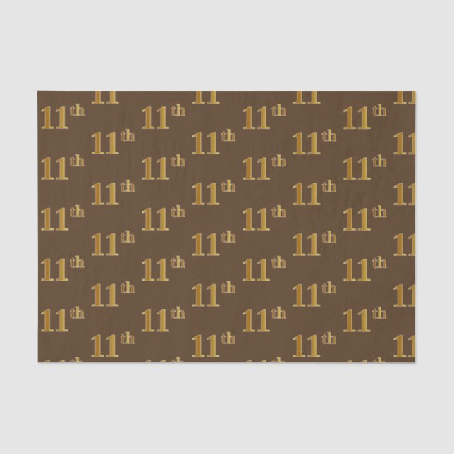 Brown, Faux Gold 11th (Eleventh) Event Tissue Paper (Front)