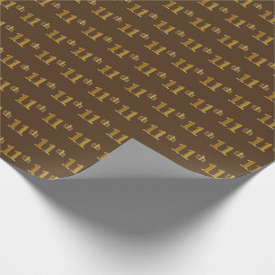 Brown, Faux Gold 11th (Eleventh) Event Wrapping Paper