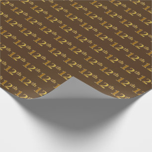 Brown, Faux Gold 12th (Twelfth) Event Wrapping Paper