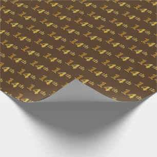 Brown, Faux Gold 14th (Fourteenth) Event Wrapping Paper