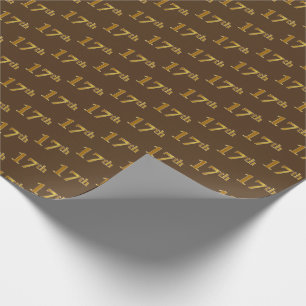 Brown, Faux Gold 17th (Seventeenth) Event Wrapping Paper