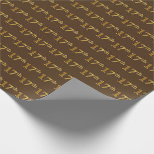 Brown, Faux Gold 17th (Seventeenth) Event Wrapping Paper