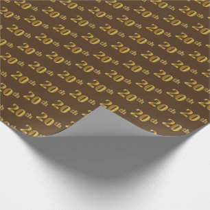 Brown, Faux Gold 20th (Twentieth) Event Wrapping Paper