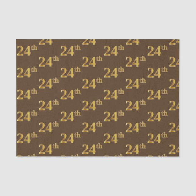 Brown, Faux Gold 24th (Twenty-Fourth) Event Tissue Paper (Front)