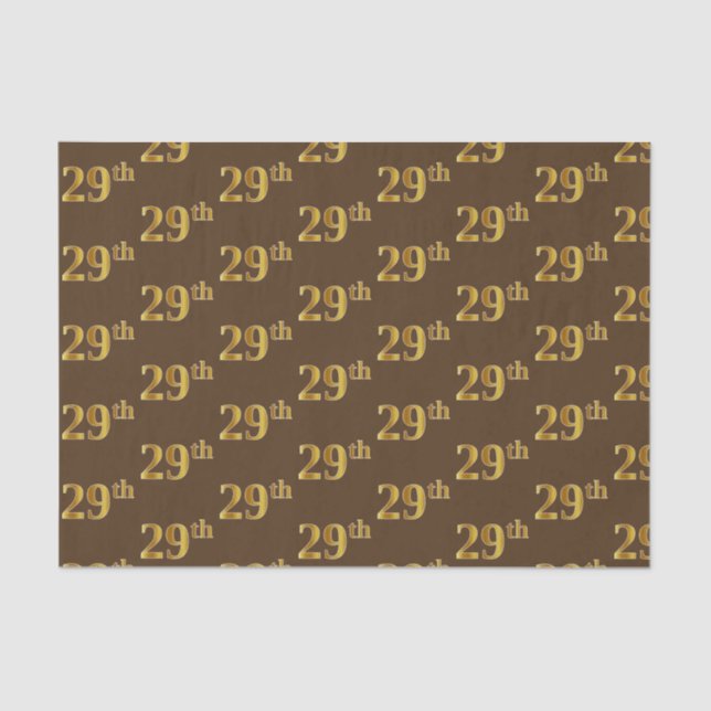 Brown, Faux Gold 29th (Twenty-Ninth) Event Tissue Paper (Front)