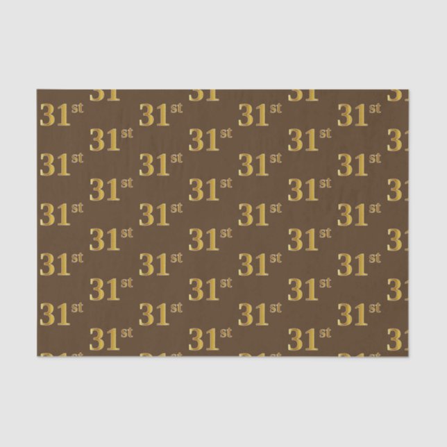 Brown, Faux Gold 31st (Thirty-First) Event Tissue Paper (Front)