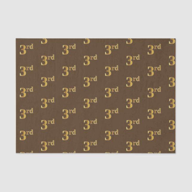 Brown, Faux Gold 3rd (Third) Event Tissue Paper (Front)