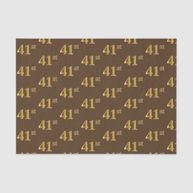 Brown, Faux Gold 41st (Forty-First) Event Tissue Paper (Front)