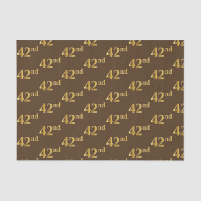 Brown, Faux Gold 42nd (Forty-Second) Event Tissue Paper (Front)