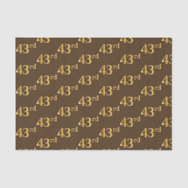 Brown, Faux Gold 43rd (Forty-Third) Event Tissue Paper (Front)