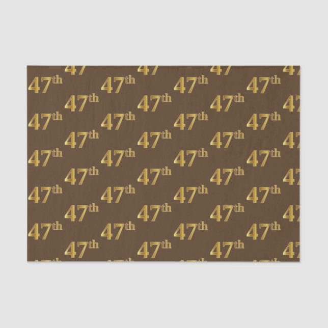 Brown, Faux Gold 47th (Forty-Seventh) Event Tissue Paper (Front)