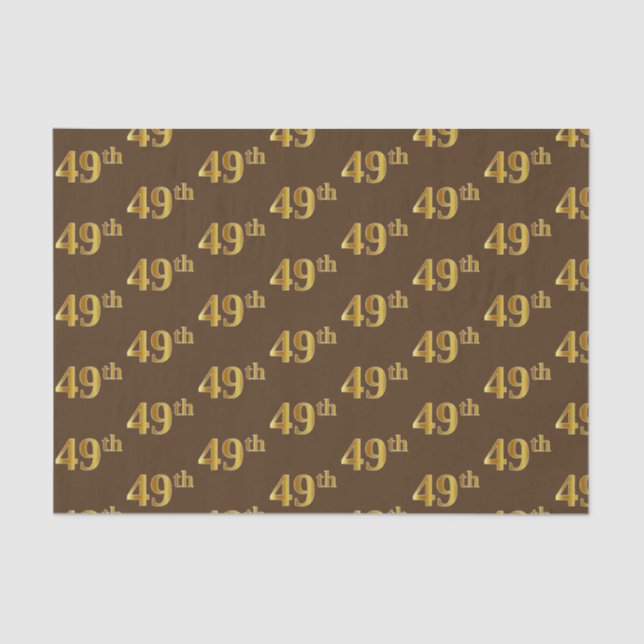 Brown, Faux Gold 49th (Forty-Ninth) Event Tissue Paper (Front)