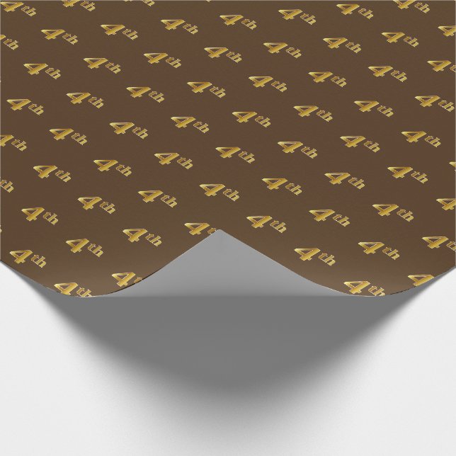 Brown, Faux Gold 4th (Fourth) Event Wrapping Paper (Corner)