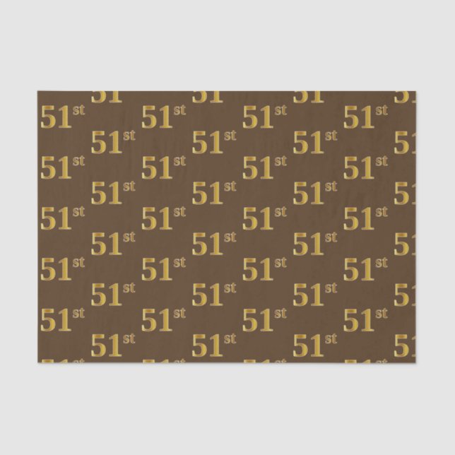 Brown, Faux Gold 51st (Fifty-First) Event Tissue Paper (Front)