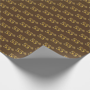 Brown, Faux Gold 55th (Fifty-Fifth) Event Wrapping Paper