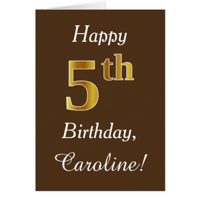 Brown, Faux Gold 5e anniversaire + Nom personnalis (Devant)
