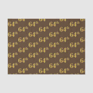 Brown, Faux Gold 64th (Sixty-Fourth) Event Tissue Paper