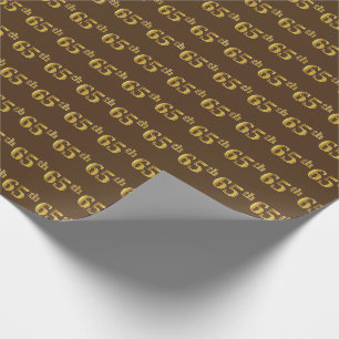 Brown, Faux Gold 65th (Sixty-Fifth) Event Wrapping Paper