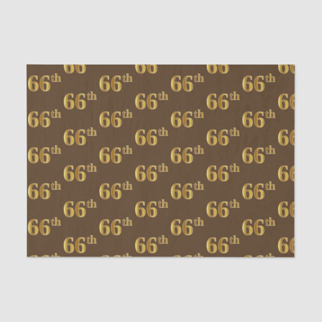 Brown, Faux Gold 66th (Sixty-Sixth) Event Tissue Paper (Front)