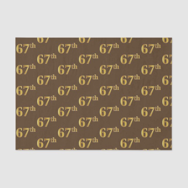 Brown, Faux Gold 67th (Sixty-Seventh) Event Tissue Paper (Front)